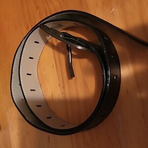 Black and White Leather Belt